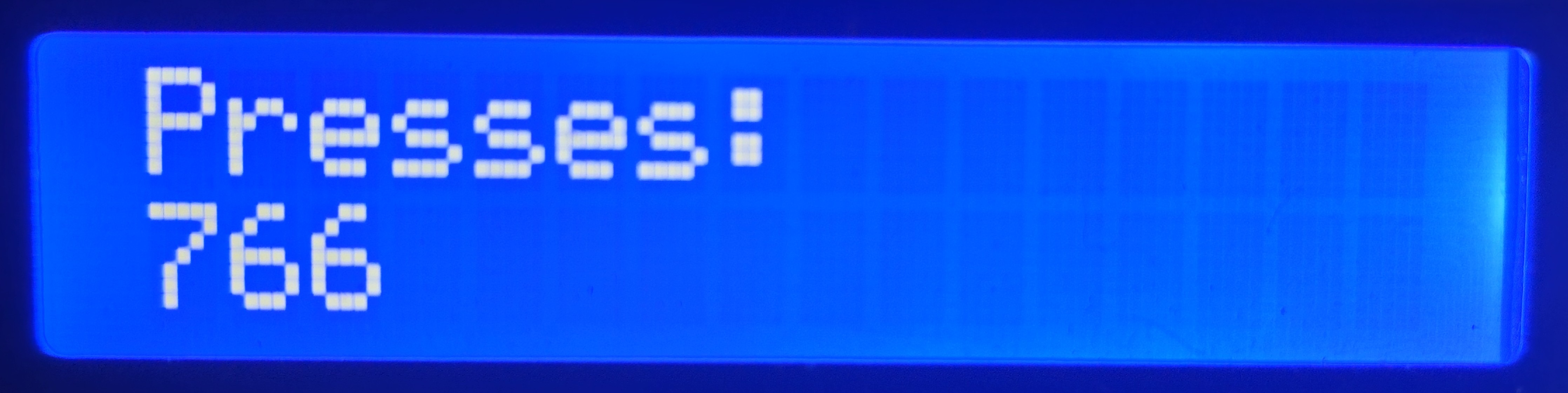 LCD statistics view showing the lifetime keypress count